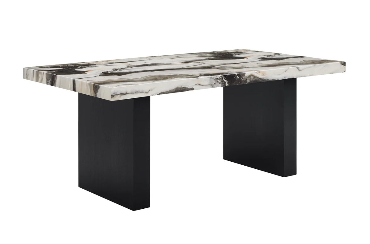 Vega Veined-Top Dining Set with Upholstered Chairs