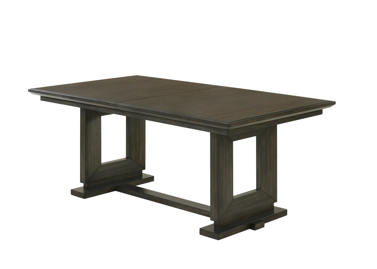 Herbert dining set with tufted bench, upholstered chairs, and wood trestle table