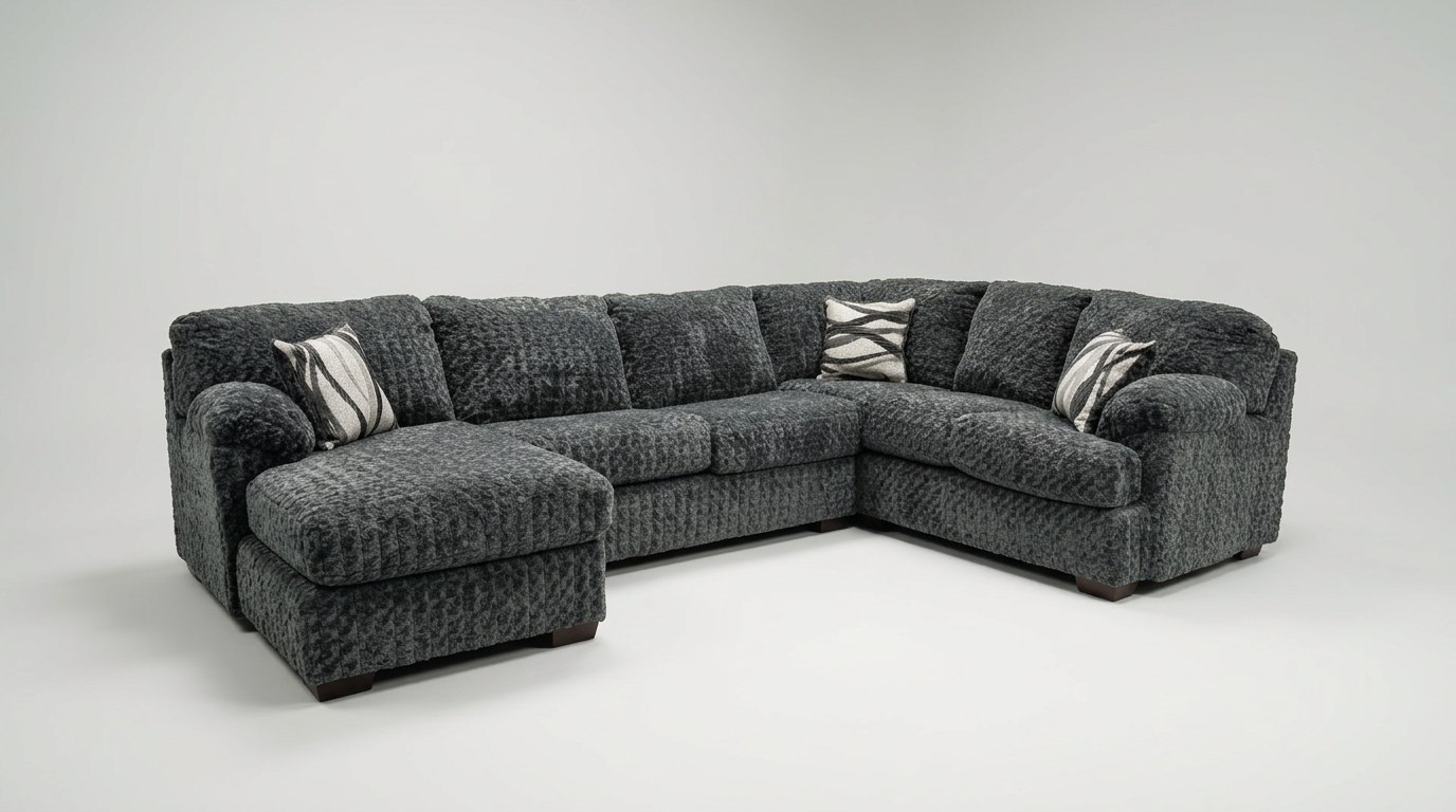 S317 Westwood gunmetal sectional sofa with chaise in modern living room