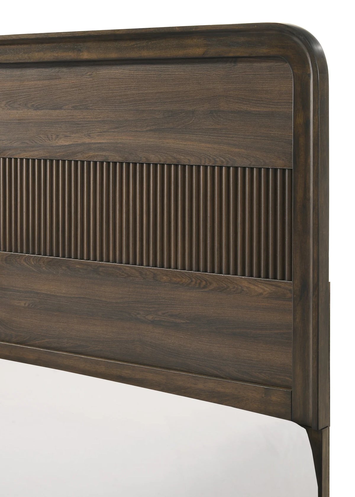 Kinkaid panel bed with reeded headboard detail in rich brown finish