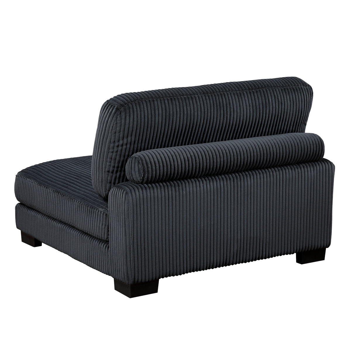 Black corduroy 7-piece modular sectional sofa with reversible chaise and ottoman