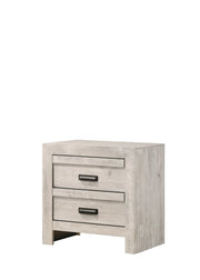 Valor whitewashed bedroom set with chevron headboard bed, dresser, mirror, nightstand, and chest