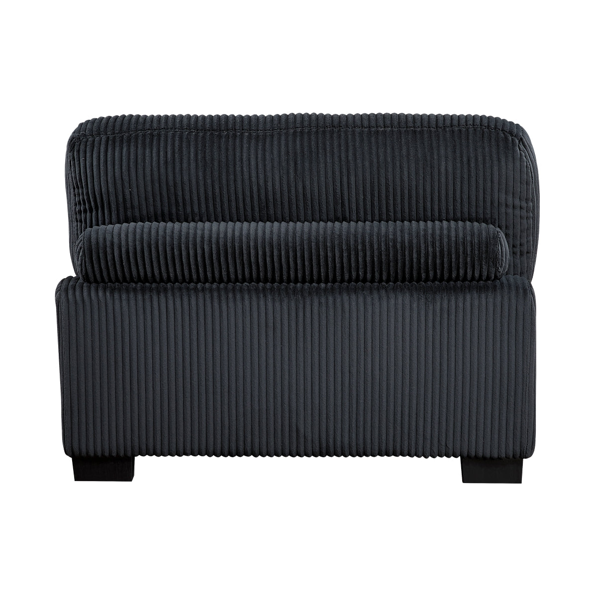 Black corduroy 7-piece modular sectional sofa with reversible chaise and ottoman