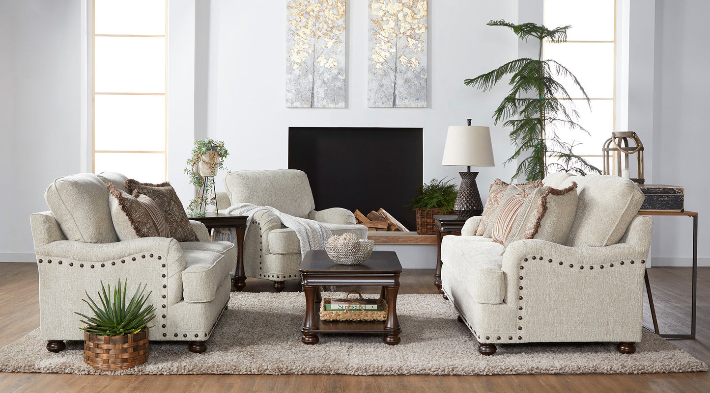 Cycle Traditional Nailhead Sofa & Loveseat Set – Classic Rolled-Arm Design