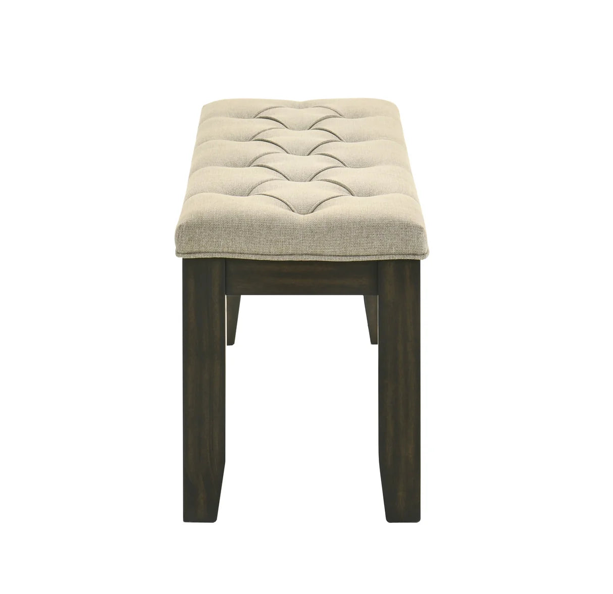 Herbert dining set with tufted bench, upholstered chairs, and wood trestle table