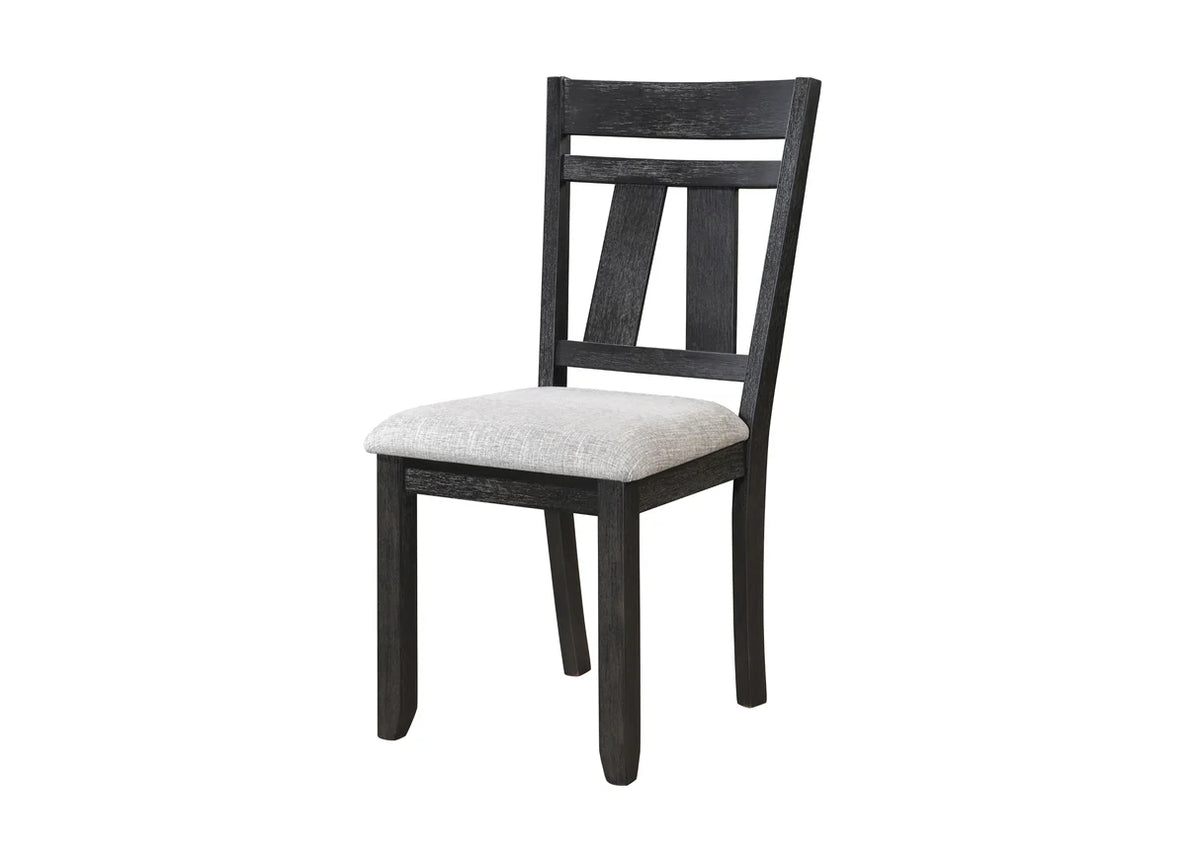 Maribelle two-tone trestle dining table with upholstered ladder-back chairs and bench