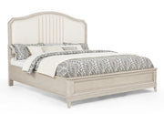 Napoli bedroom set with upholstered channel-tufted headboard bed and matching wood dresser