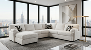 S317 Westwood cream sectional sofa with chaise and patterned accent pillows in a modern living room